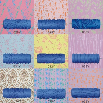 

1PCS 5" Patterned Roller Embossed Paint Rubber Roller Sleeve Wall Texture Stencil Brush 3D Pattern Decor Wallpaper Decoration