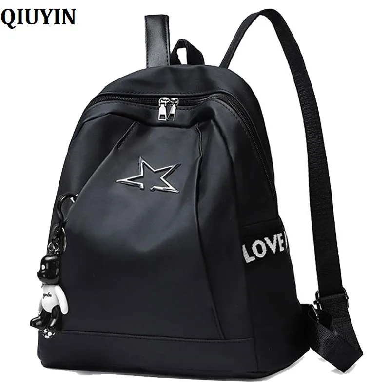 

QIUYIN High Quality PU leather Hand Bags Trendy Women Plaid Backpacks Teen Girls Shoulder Bag Backpack with Bear Pendant