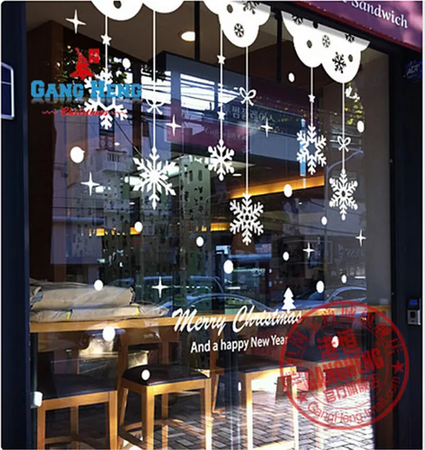 snowflake window sticker new year christmas decoration for home restaurant mall glass wall stickers free shipping - Restaurant Christmas Decorations snowflake window sticker new year christmas decoration for home restaurant mall glass wall stickers free shipping - Restaurant Christmas Decorations