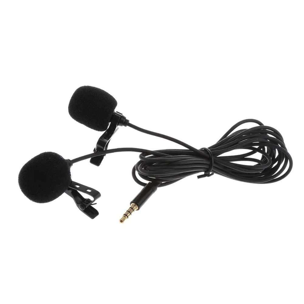 

Mini Lavalier Lapel Microphone Dual Headed Recording Clip On Mic for iPhone iPad Samsung Tablet 8899