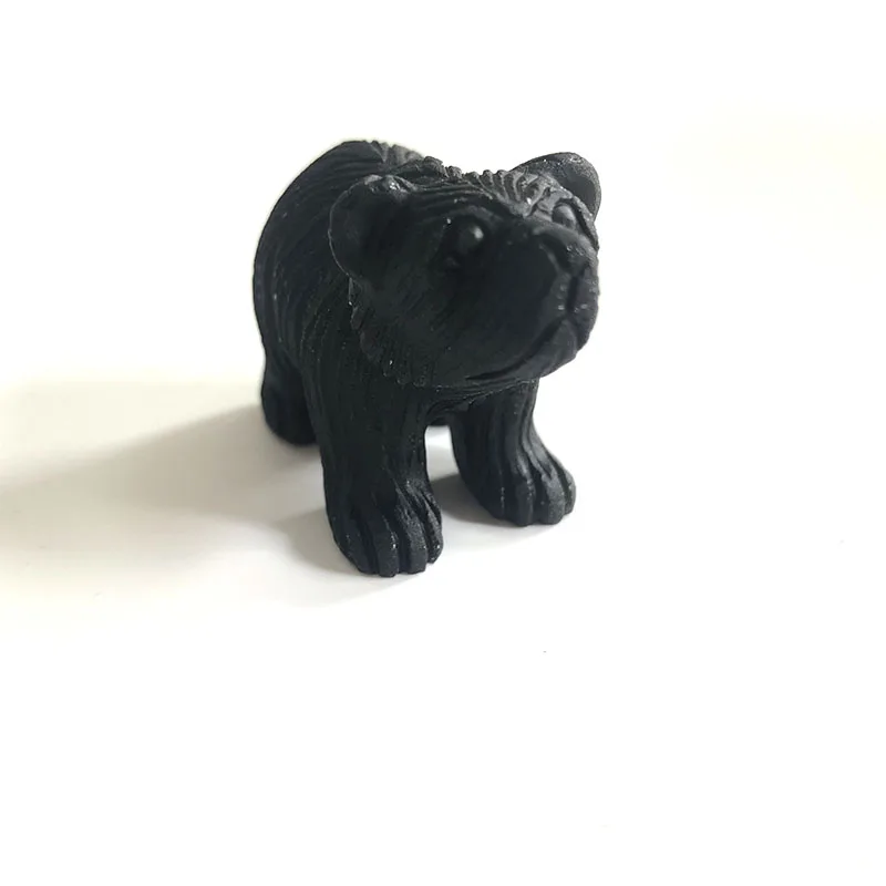 

2Inch Natural Black Obsidian Quartz Little Bear Crystal Poshlied For Gift Or Decoration FYY