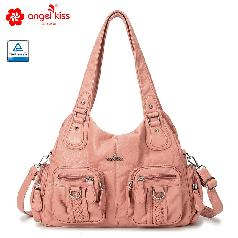 Goedkoop Angelkiss Zomer Herfst Mode Nieuwe Ontwerp Gewassen Pu Lederen Handtas Voor Vrouwen Tote Schoudertas