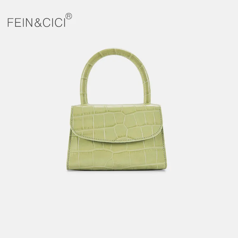 

Small green bag animal print alligator leather mini totes bag women girls chic retro vintage small clutch Baguette handbag