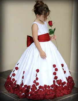 

Flower Girl Dresses For Weddings Bow Sleeveless Taffeta Flowers Off Shoulder Custom Made pageant dresses for little girls Sale