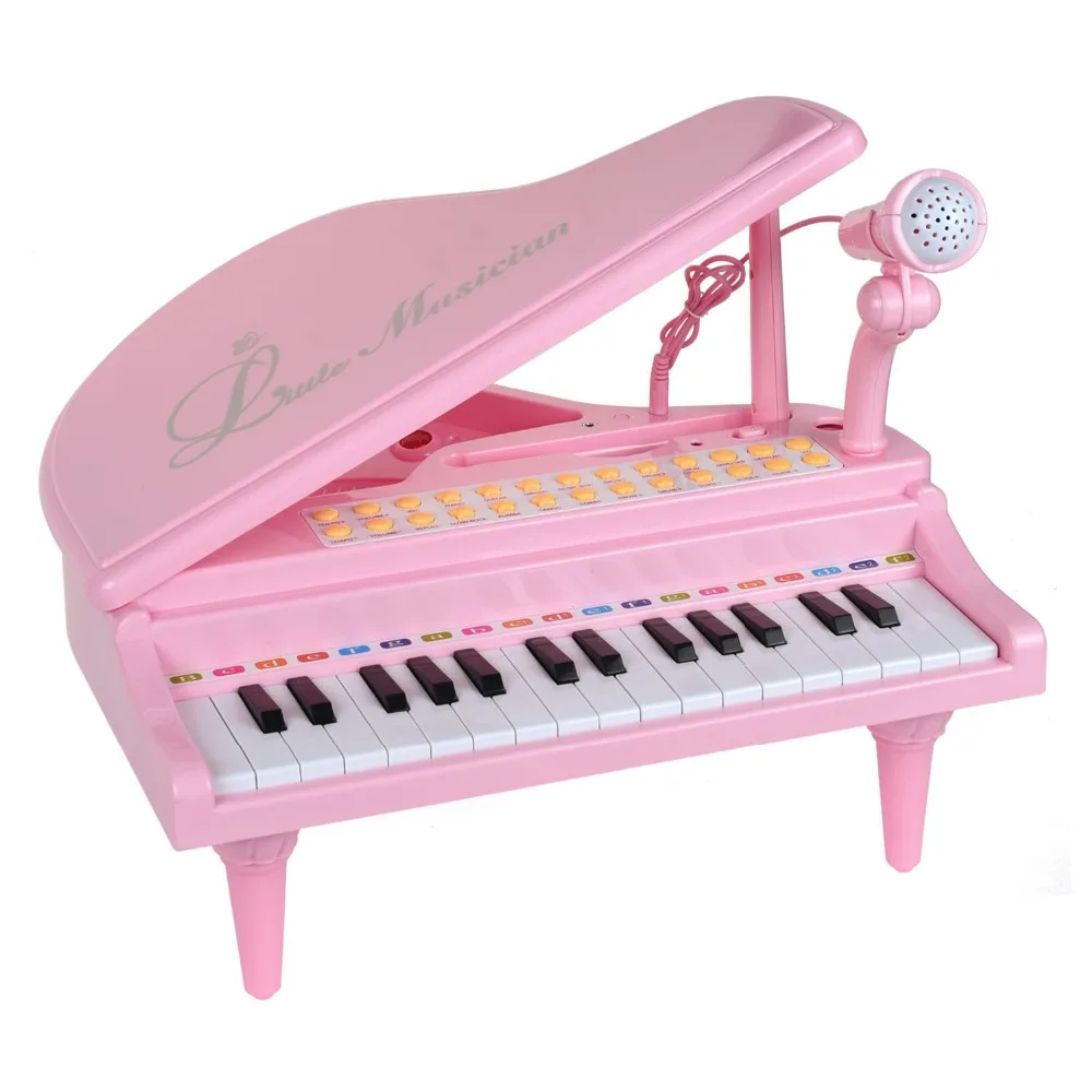 31 Keys Little Pink Piano for Girls with Microphone Electronic Organ
