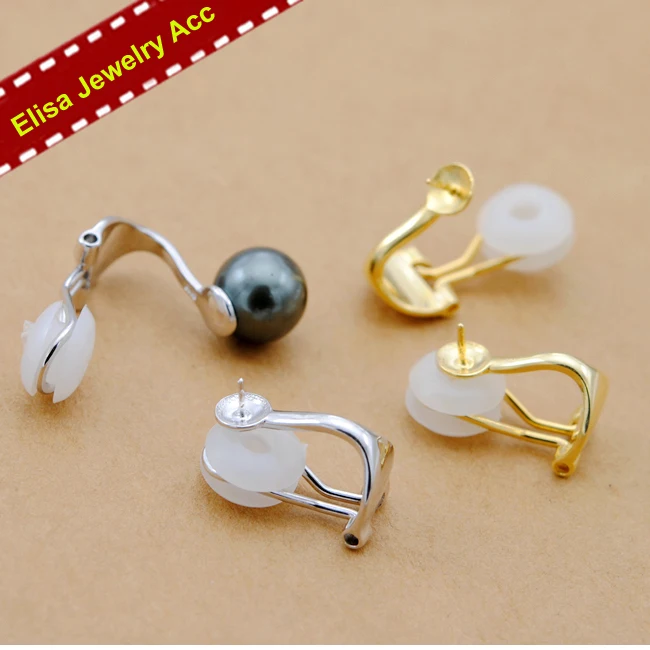S925 Sterling Silver Earrings Clip Jewelry Findings Women DIY Pearl