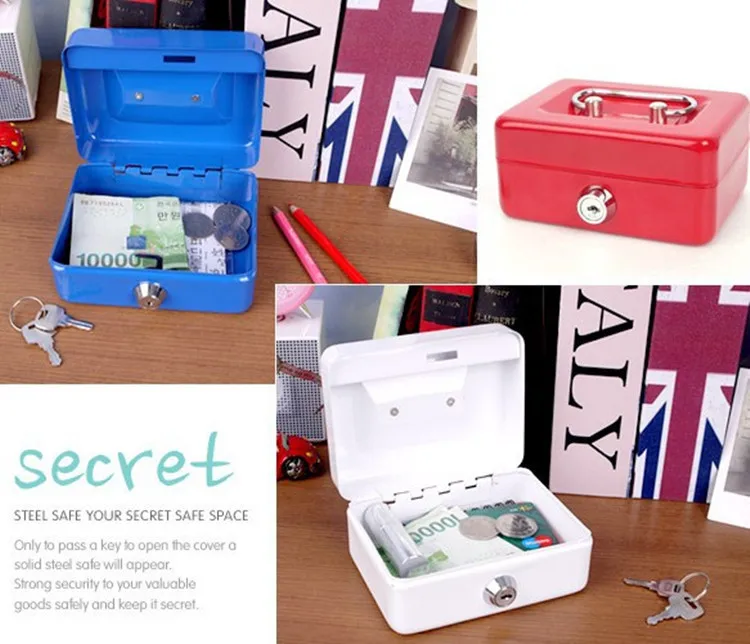 Mini Portable Security Safe Box Money Jewelry Storage Collection Box For Home School Office With Compartment Tray LockableXS