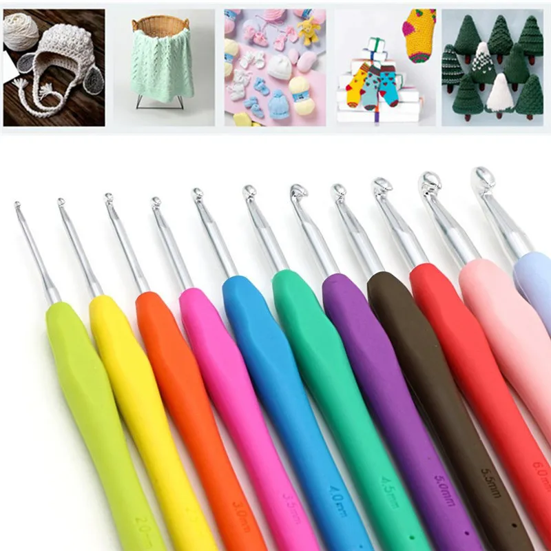 Looen 14Pcs 2.0mm-10mm Soft Grip Handle Crochet Hook Yarn Weave Knitting Needles Big Size Crochet Needles For DIY Craft Tools (4)