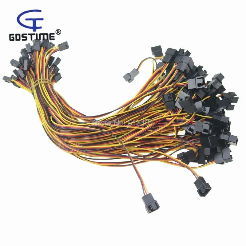 

10pcs/lot 60CM 3 Pin to 2 3 Pin Connector PC Computer Case Fan Y Splitter Extension Cable Wire