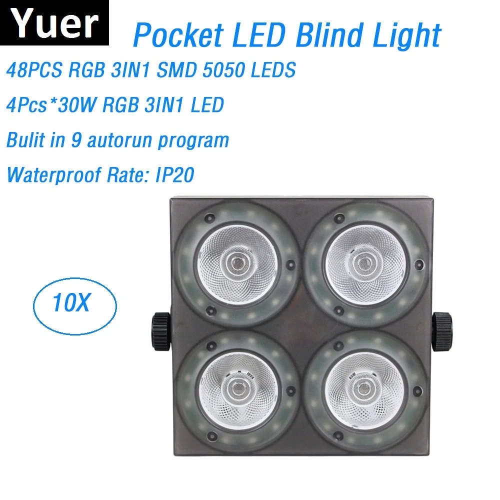 

10Pcs/Lot Professional Pocket LED Blind Light 4X30W RGB COB Par LED DMX Stage Lighting Effect DMX 512 Master-Slave LED Flat Par