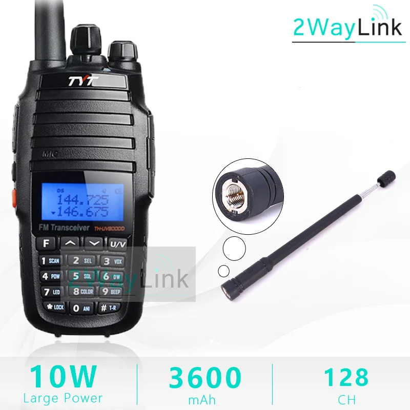 TYT TH-UV8000D портативная рация 10 км двухдиапазонный VHF& UHF 10 Вт 10 км любительский радиоприемник 3600 мАч функция перекрестного ретранслятора радиоприемник TYT - Цвет: Add Telescopic Ant.