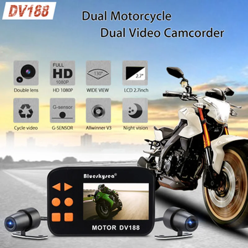 Blueskysea DV188 Спорт действий камера велосипед мотоцикл dvr 1080 P водонепроницаемый