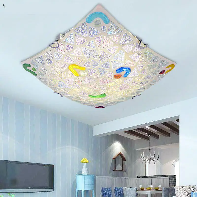 

Modern Romantic Mediterranean Sea Shell Surface Mounted Ceiling Lights for Foyer Bed Room Balcony Square Light Fixture