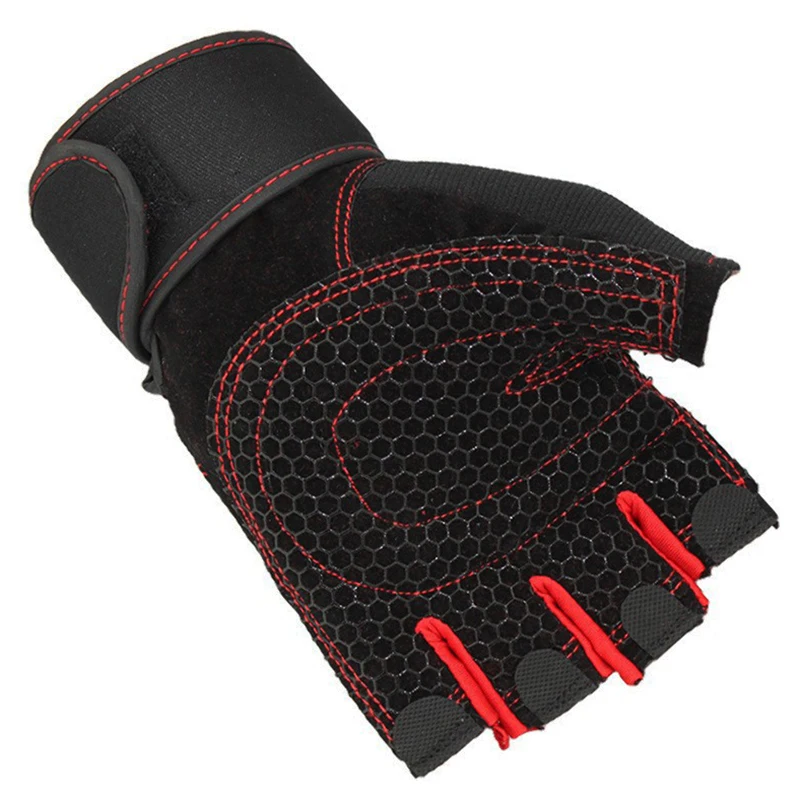 Супер-тяжелая атлетика тренажерный зал перчатки тренировки Фитнес наручные обертывание Тренировки Спортивный светильник красный