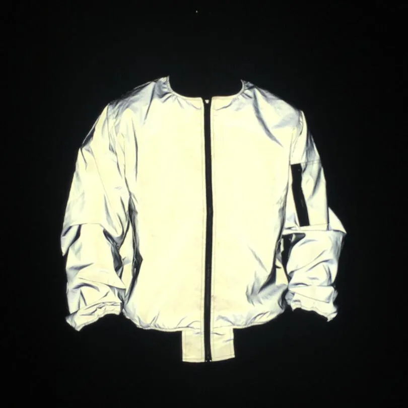 En Ligne Hommes veste réfléchissante pleine nuit réfléchir lumière hip hop bomber veste femmes zipper vol vestes et manteaux décontracté coupe vent