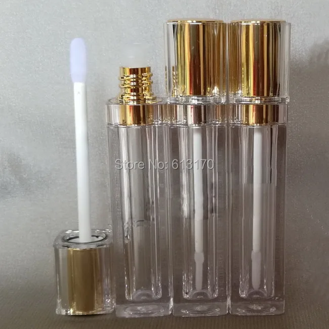Free shipping 8ml lip gloss tubes with Gold cap Double wall,Square Lip