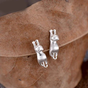 

Trendy Korean Silver Color Cat Earrings For Women Wedding Bridal Earrings Pendientes Brincos Fashion Jewelry Gift