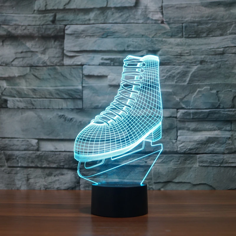 

Creative Sport Ice Hockey Skating boots Visual Night Light ICE SKATING Roller skates Design Lamp Colorful Bedroom Lighting