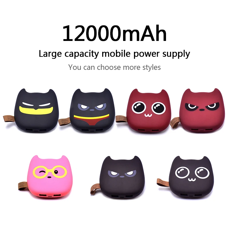 Лидер продаж Универсальный Ультратонкий Симпатичные Emoji 12000 мАч 5 В 2A/1A Батарея Зарядное устройство случаях