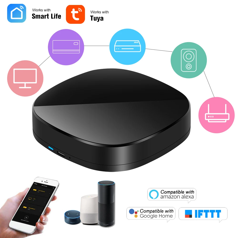 

Tuya APP WiFi-IR Remote Control Enabled Infrared Universal IR Control Hub Voice Remote Control Using for Alexa Google Home