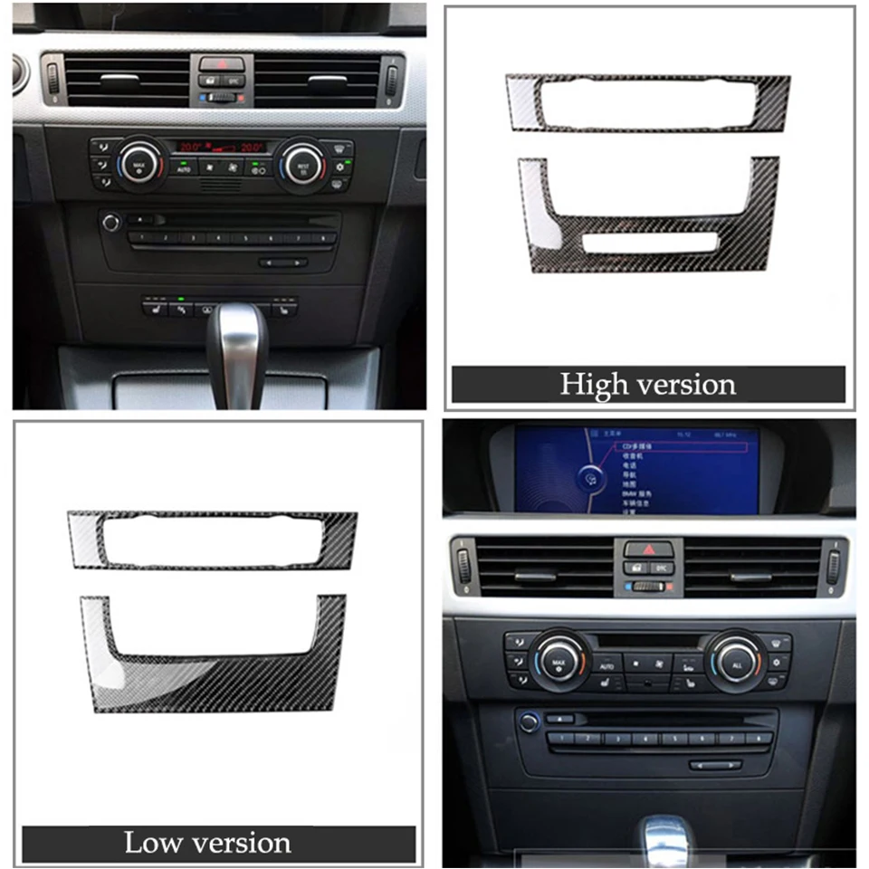 A High Match With Holes Keenso Carbon Fiber Car Air Conditioner CD Outlet Cover Trim Decorative Panel Car Interior Accessories Car Modeling 3D Stickers for BMW E90 E92 E93 05-12 
