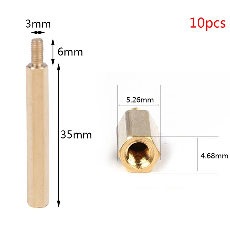 10 шт. M3 латунь медь M3 Шестигранная стойка противостояние ПОДДЕРЖКА РАСПОРНАЯ стойка печатной платы - Цвет: N10