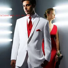 Пользовательские белые смокинги жениха дешевый костюм Тонкий Жених вечерние мужские костюмы формальная Вечеринка жениха/Мужские костюмы(куртка+ брюки+ жилет+ галстук