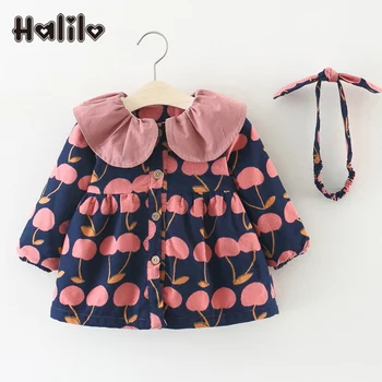 Halilo Baby Girl Dresses Plus Velvet Baby Winter Dress Little Girl Clothes Christmas Baby Dress Birthday Clothes With Headband