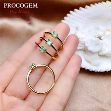 PROCOGEM новые милые натуральные изумрудные кольца для женщин юбилейные подарки подлинные зеленые драгоценные камни высококачественные ювелирные изделия 925 пробы серебро#522