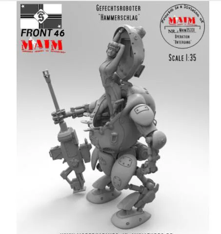 1/35 Gefechtsroboter Фантазия девушка с машиной игрушка в доспехах Смола модель