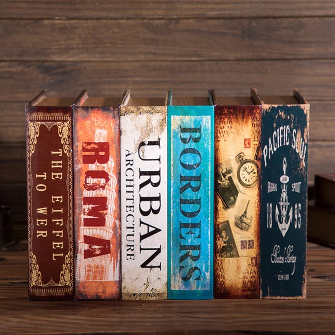 

6pcs European style retro Jingmei Fake Book type simulation model exhibition props book box storage shelves