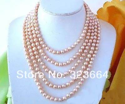 

LONG 100" 9MM PINK ROUND FRESHWATER CULTURED PEARL NECKLACE