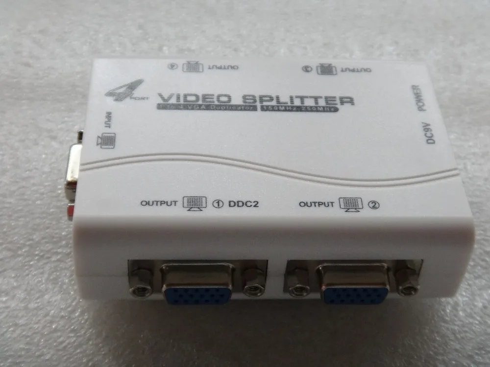 Высокая quanity 1 до 4 порта VGA video splitter дубликатор 1-in-4-out 250 МГц устройства cascadedable Сапоги Видеосигналов 65 м 1920*1440