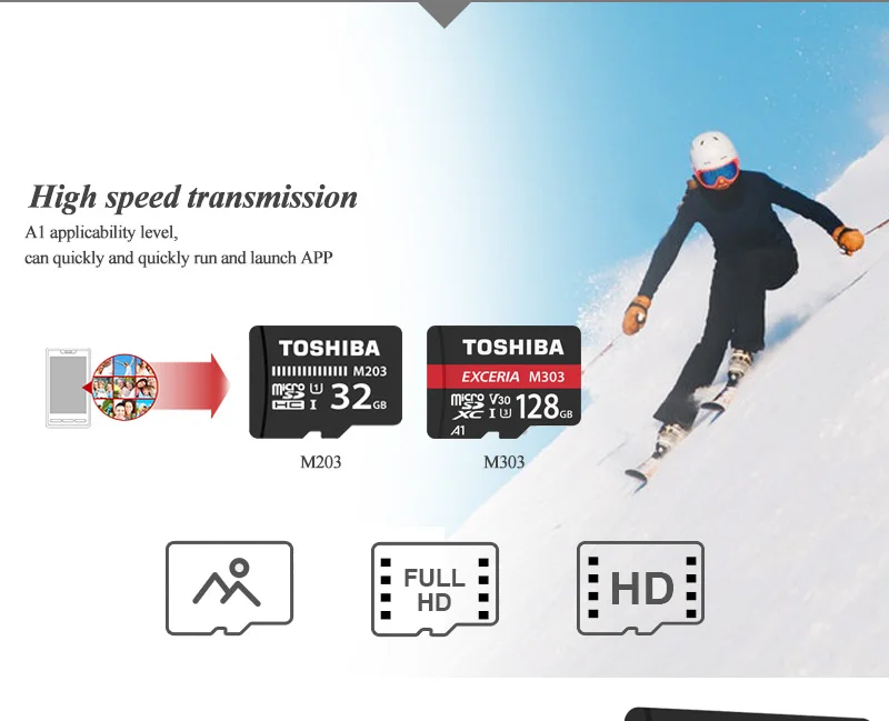 Оригинальная TOSHIBA Micro SD Card 128 GB UHS-I TF карты U1 U3 16 GB 32 GB MicroSDHC 64 GB MicroSDXC Flash карты памяти U1 A1 Class10 M203