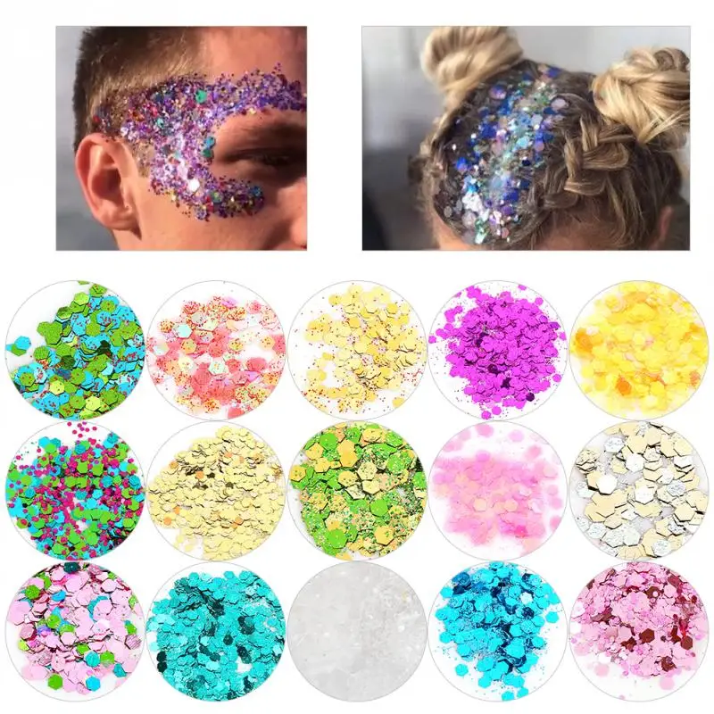 

5PCs/Set 10g/Bag Body Face Glitter Powder Nail Eye Hair Glitter Powder Sequins Paillette Decorations Party Shimmer Body Makeup