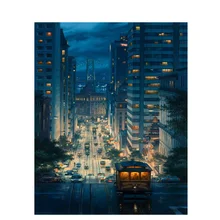 Painting By Numbers DIY Dropshipping 50x65 60x75cm Urban car night scene Landscape Canvas Wedding Decoration Art picture Gift