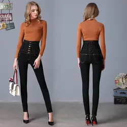 Для женщин Стиль Новая мода Высокая Талия джинсовые штаны узкие джинсы скинни для Для женщин 5A151-164
