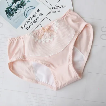 

Sexy Lace Cotton Physiological Period Leak Proof Menstrual Panties Breathable Seamless Soft Women Underwear Middle Waist Breifs