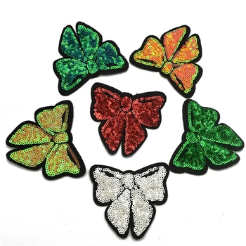 

60pcs 6color Butterfly Sequins Embroidery Sew on Iron On Patch Badge Fabric Applique