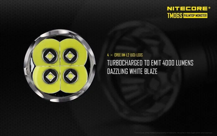 Acampamento ao ar Água sem 18650 Top de Vendas Frete Grátis Nitecore 4000 Lumen Cree Xm l2 Tm06s u3 Levou Levou Lanterna à Prova d' Tocha Livre 3 led flashlight waterproof