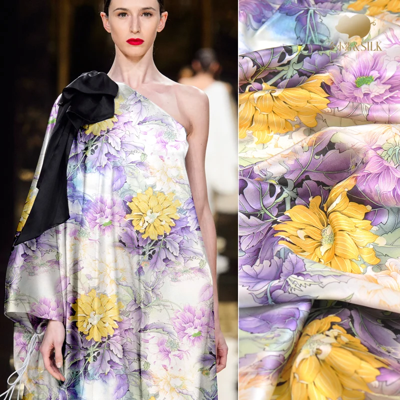 

118cm heavy silk fabric 40mm silk heavy crepe satin fabric luxury shiny clothing dress fabric wholesale silk cloth