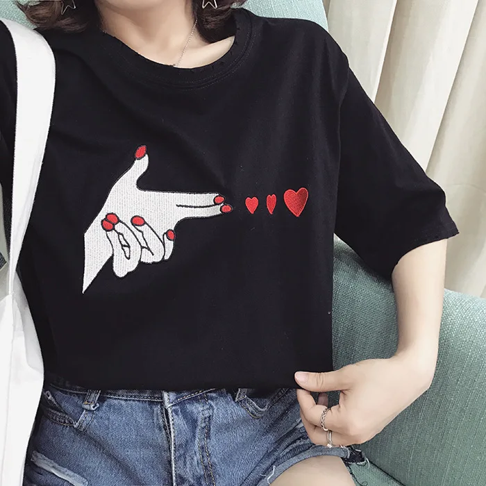 

HGFS Korean Style Ulzzang Top T Shirt Women Short Sleeve BF Wind Female T-shirt Loose Harajuku Summer Shirt Camiseta T Shirt