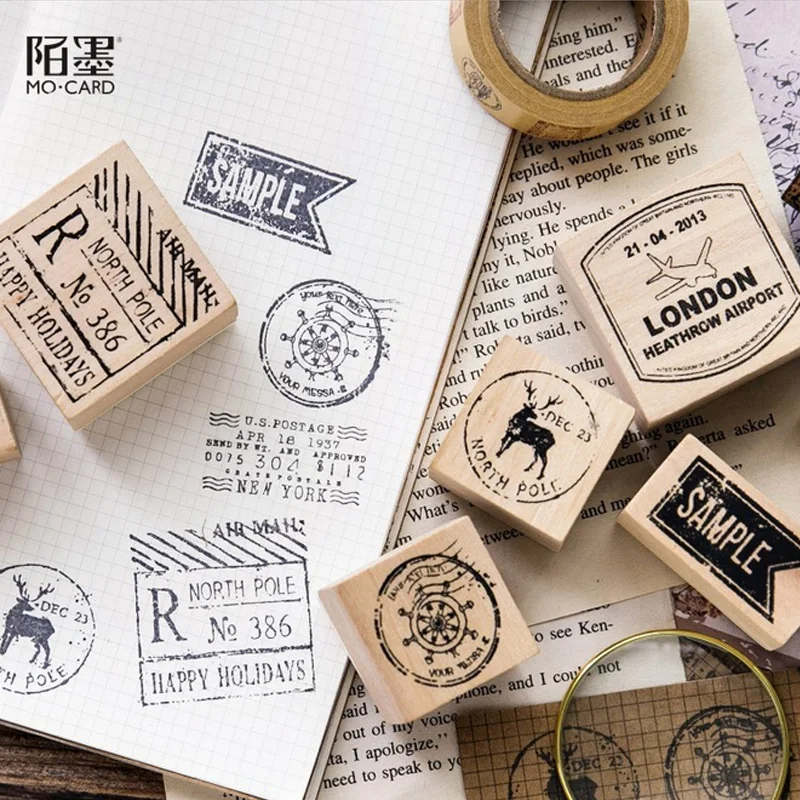 

Vintage deer aircraft decoration stamp wooden rubber stamps for scrapbooking stationery DIY craft standard stamp