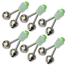 6 шт./партия, наконечник для удочки, Зеленый Серебряный тон, двойной колокольчик, сигнальное кольцо, аксессуары для ловли карпа, рыболовные снасти, сигнализация для рыбы