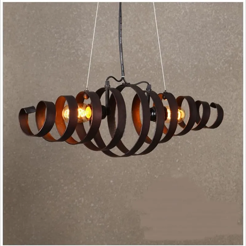 

Loft vintage pendant lights edison bulb living room restaurant lamp cafe aisle spiral wrought iron light led pendant lamp GY258