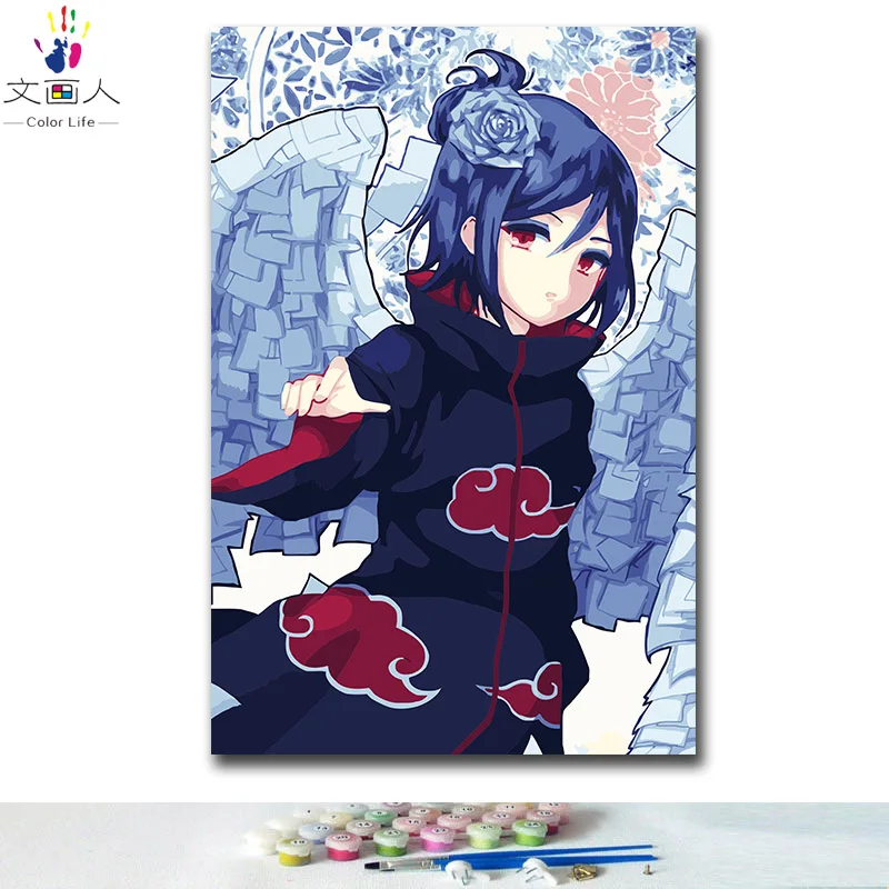 DIY картинки для раскраски по номерам с цветами Аниме Наруто Саске Наруто Какаши картина Рисование по номерам в рамке - Цвет: 0316
