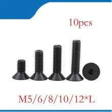 M5 черный 10 шт. M5 M6 M8 M10 M12 мм плоской головкой потайной головкой черный класс 10,9 сплав Сталь с шестигранной головкой Кепки винтовые гвозди, болты
