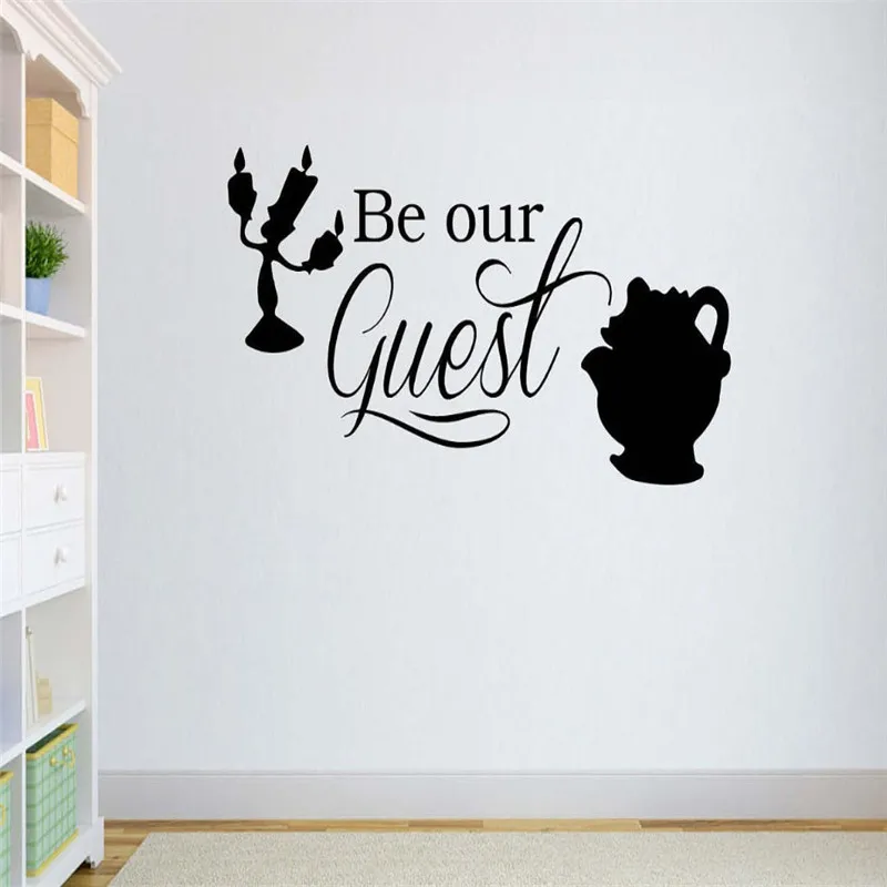 Cartoon Quotes Be Our Guest Wall Decal Beauty And The Beast Wall