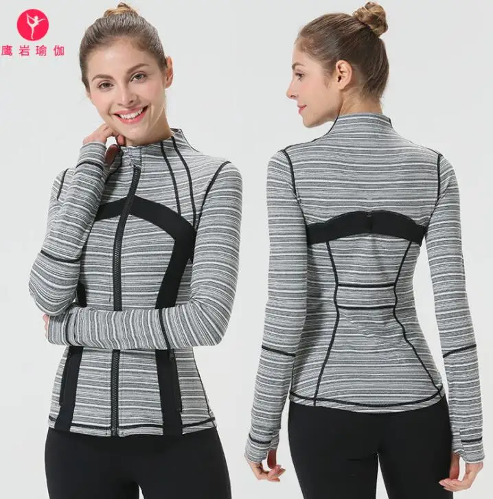 

Yoga jacket Zipper Long Sleeve Jacket Run Speed Do Clothing Printing Yoga Serve