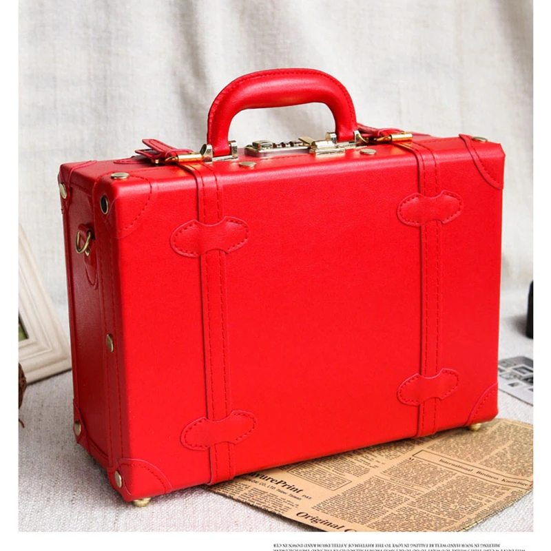 Розовый Ретро ПУ чемодан на колесиках корейский модный стиль винтажный багаж дорожная сумка маленькая свежая винтажная коробка пароль коробка